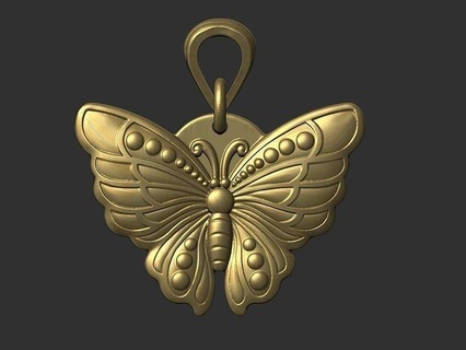 Schmetterling druckbar Schmuck Ring Anhänger Insekt Dekoration Dekor aufwendig Ornament Ringe Diamant Juwel 3d print model - Mito3D