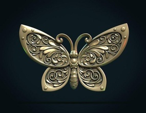 butterfly gold insect bass relief jewelry fly wings ornate decoration art sculptures 3d print model - Mito3D