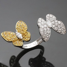 butterfly 2 ring 3dm stl jewelry diamond invertebrate gold rings 3d print model - Mito3D