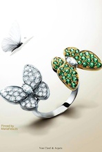 mariposa 2 del anillo de stl la joyería naturaleza diamante invertebrados imprimible sterling los anillos 3d print model - Mito3D