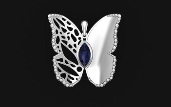 butterfly artwork pendant fly art gem beautiful jewelry silver nature printable engagem celtic pattern filigree deco jewel sterling necklace sapphire pendants 3d print model - Mito3D