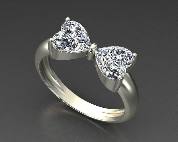 borboleta arco gravata coração diamante anel Tamanho 5 8 us joalheria gema pedra asa voar moda noivado Casamento mulher luxo imprimível ouro cafajeste argolas 3D print model - Mito3D