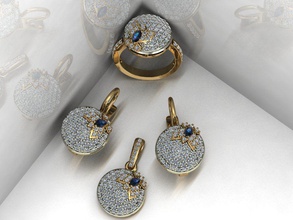 mariposa conjunto completo la joyería anillo el colgante arete de oro plata diamante imprimible joya compromiso boda moda collar gem brillante diamant zafiro colgantes 3d print model - Mito3D