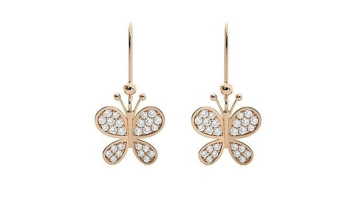 butterfly diamond drop earrings 3dm stl renders details jewellery luxury hoopsandhuggies platinum jewel wedding gold jewelry precious long hoops dangle nature 3d print model - Mito3D