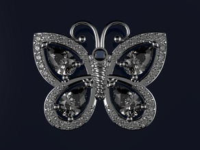 butterfly diamond pendant jewelry luxury gold printable necklace brilliant fashion brand jewel pendants 3d print model - Mito3D