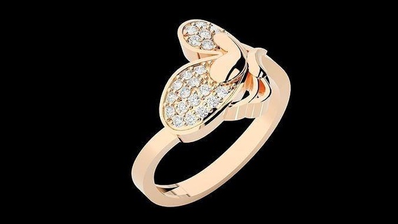 Schmetterling Diamant Ring 3dm stl rendert Einzelheiten Ringe Hochzeit Engagement Schmuck druckbar Juwel Silber Platin Gold Sterling 3d print model - Mito3D
