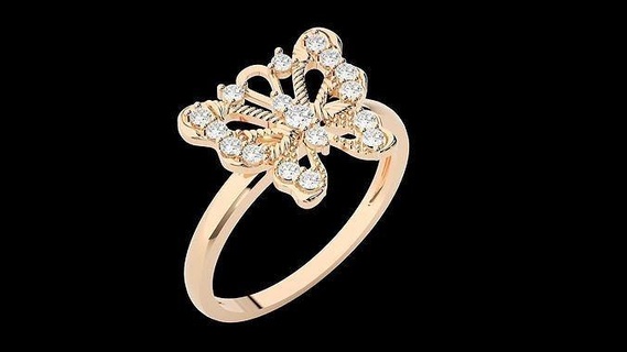 Schmetterling Diamant Ring 3dm stl rendert Einzelheiten Ringe Hochzeit Engagement Schmuck druckbar Juwel Silber Platin Gold Sterling 3d print model - Mito3D