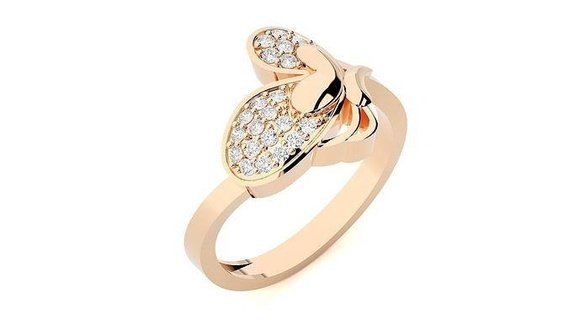 Schmetterling Diamant Ring 3dm stl rendert Einzelheiten Ringe Hochzeit Engagement Platin Tier Gold Schmuck Sterling druckbar Juwel Silber 3d print model - Mito3D