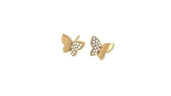 butterfly earring-v2 love nature jewelry gold gems diamond 3d gift sapp fashion beauty sapphire earrings earring platinum silver jew 3d print model - Mito3D