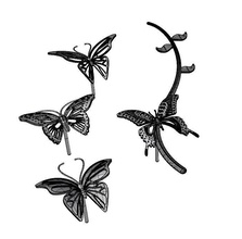 mariposa conjunto de arete la joyería los insectos error polilla oreja por medio del oído utilidad oro plata aretes 3d print model - Mito3D