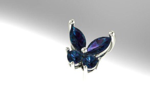 farfalla orecchino gioielli diamante argento stampabile bianco la sterlina gli orecchini 3d print model - Mito3D