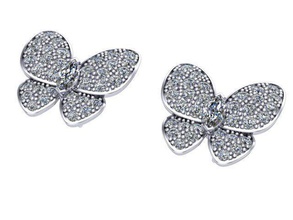 butterfly earrings jewelry diamond golden silver earring 3d print model - Mito3D