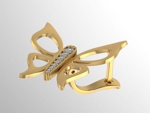 Schmetterling Ohrringe Luxus Schmuck Gold Mode druckbar Juwel Silber Kunst Diamant Ohrring 3d print model - Mito3D
