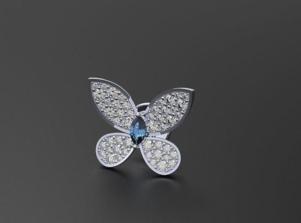 farfalla orecchini acciaio metallico gemme brillante oro argento moda bellissimo diamante prezioso gioielleria 3d print model - Mito3D