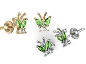 farfalla orecchini pronto 3d Stampa natura ala orecchino gemma gemme oro argento platino gioielleria volare stampabile gioiello brillante 3d print model - Mito3D