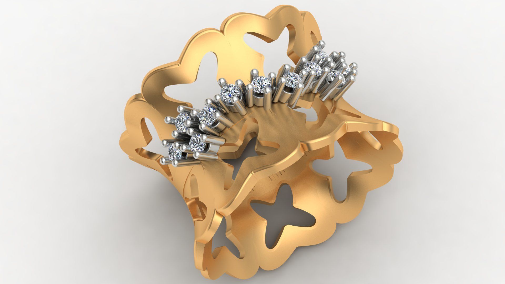 kelebek pırlanta altın yüzük moda takı mücevher elmas parlak küpe bilezik nişan düğün yazdırılabilir gelin aliance kadın insan el parmak çiçek 3D print model - Mito3D