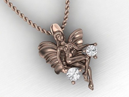 butterfly girl pendant gold jewelry gem silver white brilliant diamond fashion beauty medal earring bracelet sapphire apparel ruby diamant luxury pendants 3d print model - Mito3D
