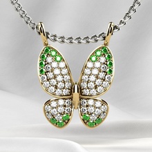 butterfly gold pendant rhino printable fly 3dprint jewelry jewel platinum emerald sapphire zircon ruby golden necklace gem pendants 3d print model - Mito3D