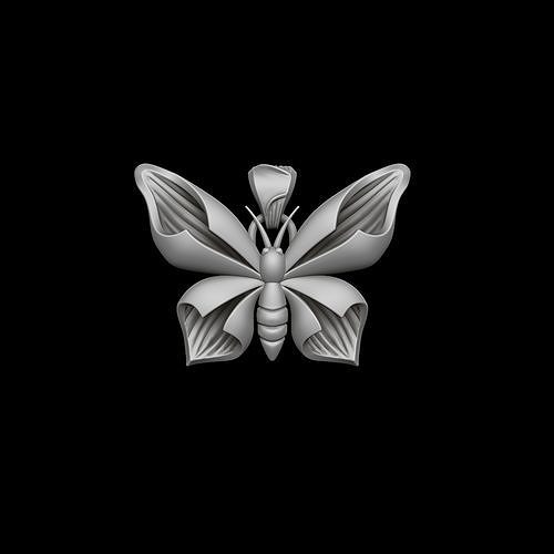 papillon pendentif belle insecte aile buterfly bijoux Rino mouche oiseau argent Collier art nature imprimable cnc bague pendentifs 3D print model - Mito3D