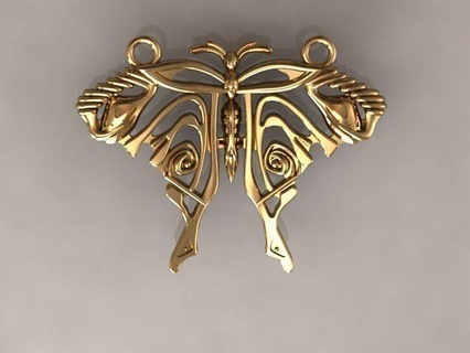 papillon pendentif art bijoux or argent platine imprimable conception pendentifs mariage cadeau l'amour nature 3d print model - Mito3D