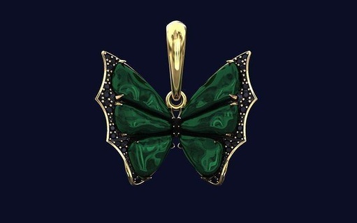 farfalla pendente gioielleria oro diamante collana ciondoli 3d print model - Mito3D