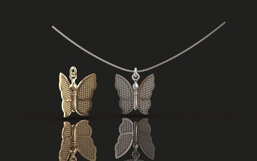 papillon pendentif Collier bijoux or imprimable pendentifs 3d print model - Mito3D