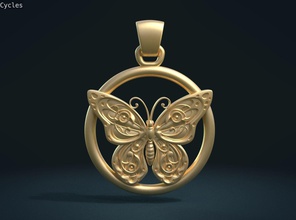 butterfly pendant jewelry insect wings diy embroidery stylized charm hobby ornate gold pendants 3d print model - Mito3D
