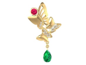 butterfly pendant 1449 jewelry fashion accessories gold diamond man men woman women unisex design fengshui pendants 3d print model - Mito3D
