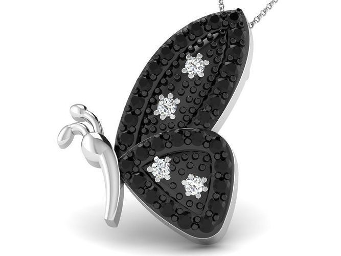 farfalla pendente 3dm render gioielleria stampabile gemma diamante oro argento nozze gioiello sterlina bianca brillante platino lusso prezioso collana ciondoli 3D print model - Mito3D