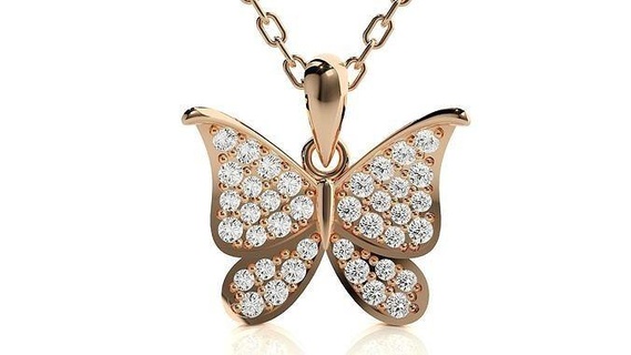 farfalla pendente 3dm stl render dettagli gioielleria stampabile diamante oro argento nozze gioiello sterlina animale bianca brillante platino prezioso collana ciondoli 3d print model - Mito3D