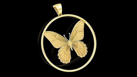 farfalla pendente gioielleria oro scolpire argento Stampa 3dprint zbrush design arte scultura gioiello statua stampabile ciondoli diamante collane 3d print model - Mito3D