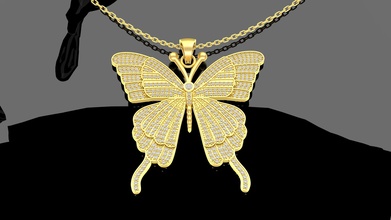 butterfly pendant jewelry gold silver printable diamond jewel jewellery wedding gem animal butterflys pendants 3d print model - Mito3D