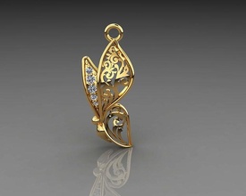 butterfly pendant women jewelry gold diamond ring sterling printable jewel white silver wedding engagement necklace fashion beauty jewellery gem luxury pendants 3d print model - Mito3D
