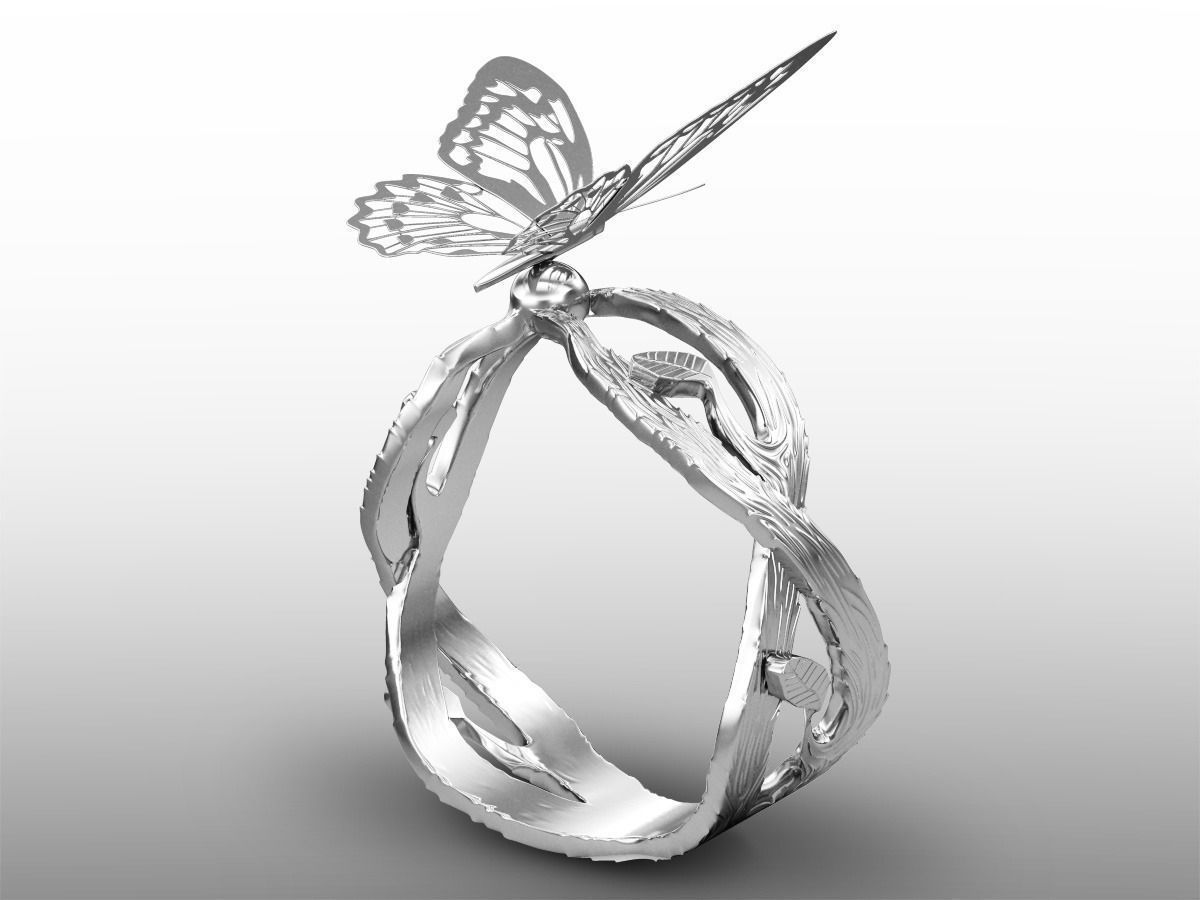 butterfly ring 10saleoff jewellerychallenge jewel jewelry silver platinum rings fbx 3D print model - Mito3D