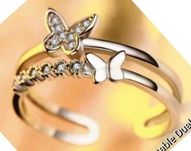 Schmetterling ring Schmuck gold Luxus feier bedruckbar ist Diamant-ring sterling engagem scheint diamond Hochzeit engagement cad Mode-Schönheit Silber Ringe 3d print model - Mito3D