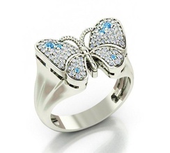 butterfly ring jewelry platinum printable brilliant gold rings 3d print model - Mito3D
