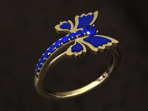 borboleta anel menina mulheres luxo inseto voar vôo natureza ouro joalheria argolas 3d print model - Mito3D