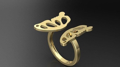 Schmetterling Ring Schmuck Gold druckbar Luxus Mode Ringe Silber Natur Diamant desing Modeschmuck 3d print model - Mito3D