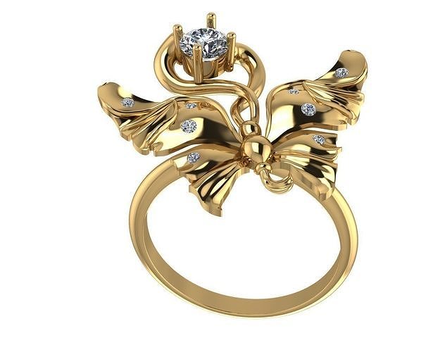 schmetterling ring gold schmuck juwel druckbar diamant mode schönheit saphir rubin vintag hochzeit engagement engagem smaragd ringe 3D print model - Mito3D