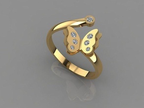 papillon bague or bijoux imprimable diamant bijou mariage gemme engagement sterling mode engagem vêtements beauté 3d print model - Mito3D