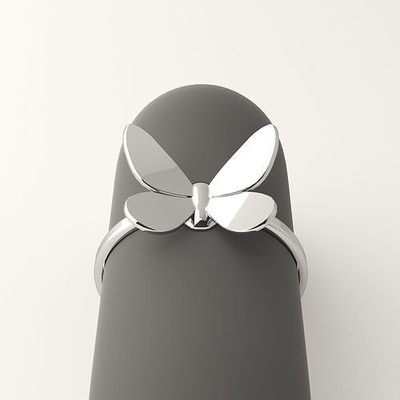 mariposa anillo oro dorado plata libra esterlina blanco rodio diseño moda regalo imprimible elegante joyería joya anillos 3d print model - Mito3D