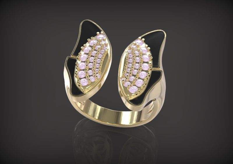 kelebek yüzük takı elmas yazdırılabilir altın Gümüş beyaz düğün kuyumcu taşlar moda 3D print model - Mito3D