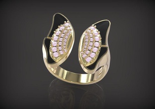 borboleta anel jóias diamantes de diamante printable ouro prata branco casamento joalheiro gemas na moda anéis 3d print model - Mito3D