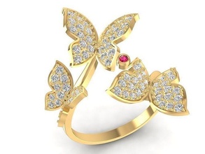 butterfly ring 1470 jewelry fashion accessories gold diamond woman women design fengshui rings 3d print model - Mito3D