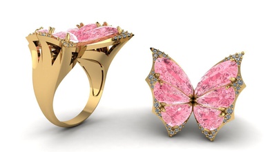 Schmetterling ring 1928 Schmuck gold Silber diamond bedruckbar ist Juwel gem Mode-ring Diamant-ring genial gold-ring Ringe 3d print model - Mito3D
