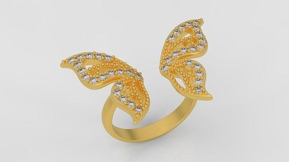 borboleta anel 3d impressão modelo a94 joalheria argolas ouro diamante jóias jóia Casamento moda imprimível beleza EUA Canadá França 3d print model - Mito3D
