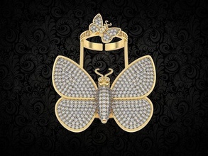 papillon bague mouvement aile bijoux anneaux volant plume fourrure décoration engagement art déco fichier stl 3d print model - Mito3D