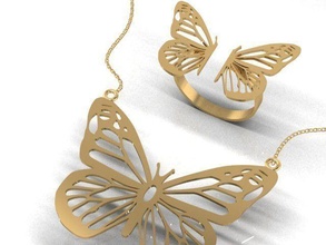 butterfly ring pendant acessorios fashion 3d matrix jewellery gold designer golddesigner jewellerydesigner gem rhino simple fusion trending earing model set jewelry rings 3d print model - Mito3D