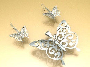 butterfly set decoration design gold printable shape modern silver celebration white fashion unique platinium precious brilliant jewelry pendants 3d print model - Mito3D