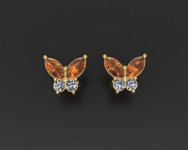 farfalla perno orecchini oro diamanti lusso gioielleria pendente gemme prezioso gemma borchie Fidanzamento gioiello stampabile platino brillante argento diamante 3d print model - Mito3D